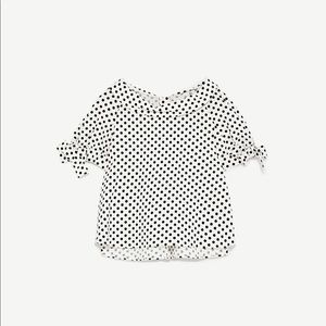 ZARA Linen polka dot top